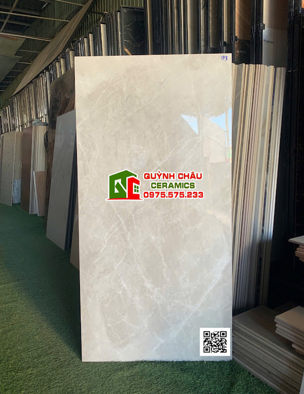 Gạch 60x120 kem xám vân trắng bóng kính ấn độ