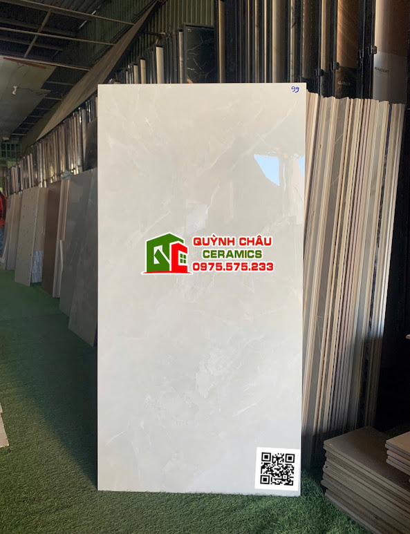 Gạch bóng kính ấn độ 60x120 trắng sữa vân đá cao cấp