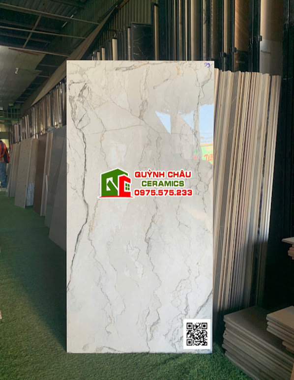 Gạch ấn độ 60x120 vân rạn màu xám trắng bóng kính