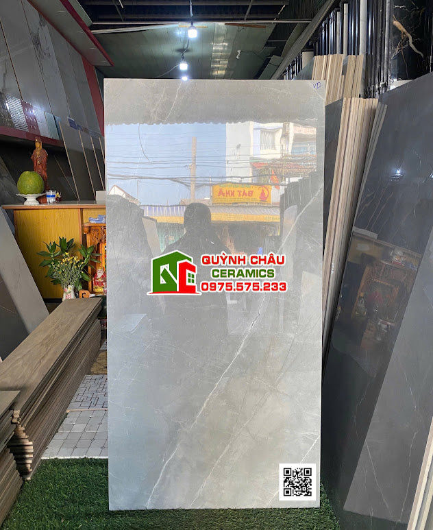 Gạch lát nền 60x120 xám bóng kính vân đá