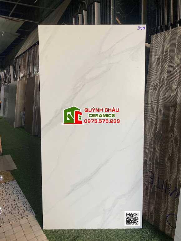 Gạch 60x120 baby skin bóng mờ trắng vân xám