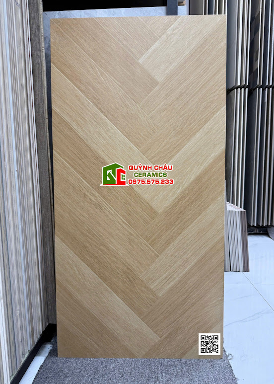 Gạch giả gỗ sồi vân xương cá 60x120 nhập khẩu trung quốc