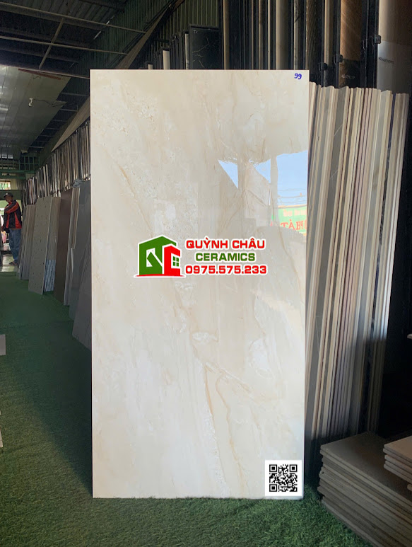 Gạch bóng kính 60x120 kem vân đá ấn độ cao cấp