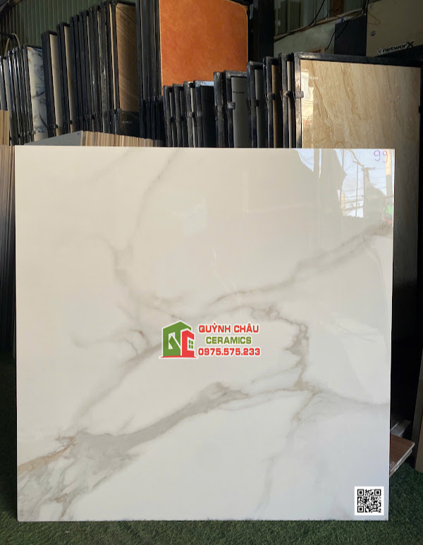 Gạch ấn độ 1000x1000 màu trắng vân đá marble xám