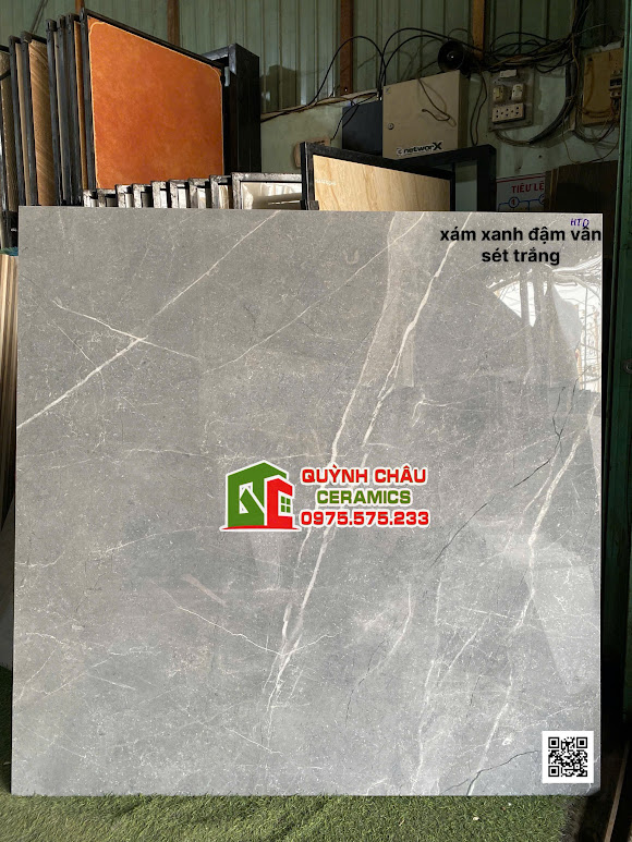Gạch lát nền ấn độ 120x120 xám xanh vân đá trắng tia sét