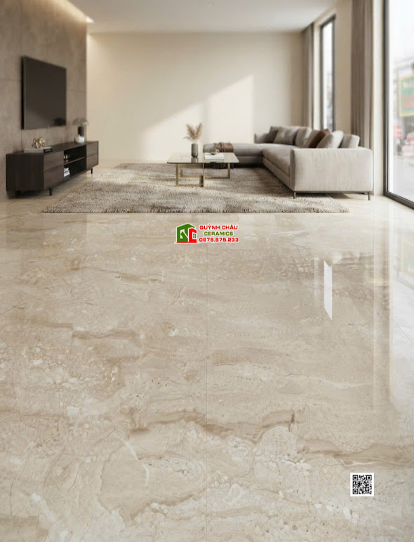 Gạch nhập khẩu ấn độ 120x120 kem vân đá crema bóng kiếng