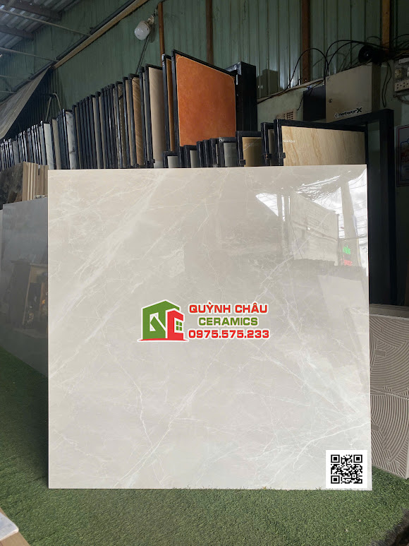 Gạch lát nền 120x120 ấn độ bóng kính xám vân trắng