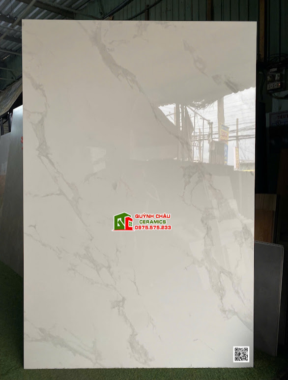 Gạch lát nền ấn độ 120x180 trắng bóng vân xám mây