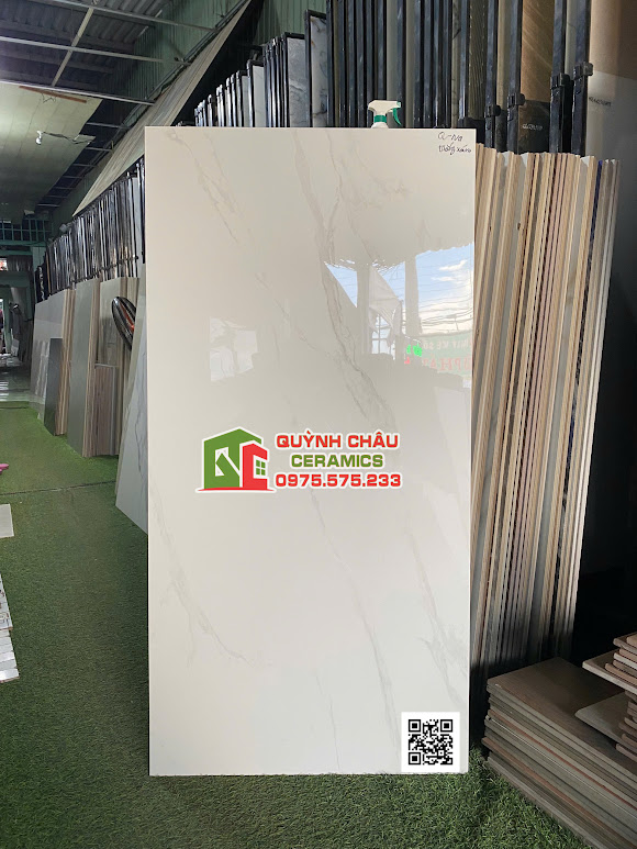 Gạch lát nền ấn độ 60x120 bóng kính trắng vân 