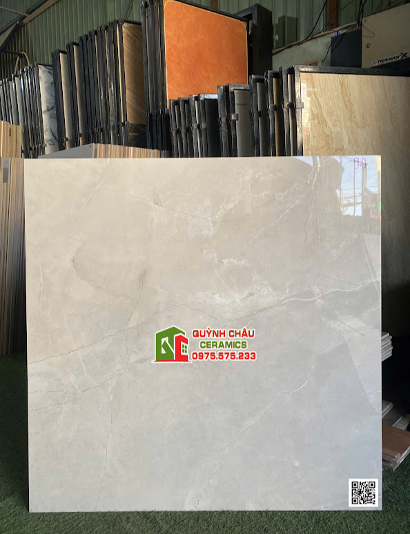 Gạch ấn độ 100x100 xám ghi vân đá bóng kiếng cao cấp