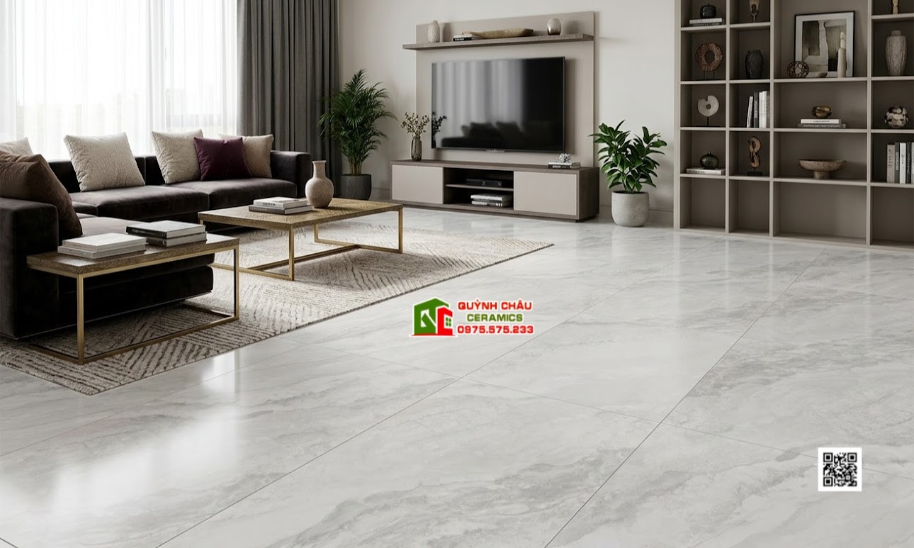 Gạch khổ lớn malaysia 60x120 mờ mịn baby skin lát phòng khách vân đá xám trắng