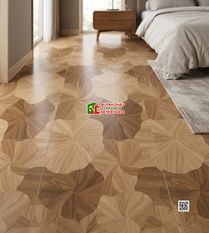 Gạch ốp lát phòng ngủ vân gỗ lá sen 60x120 trung quốc
