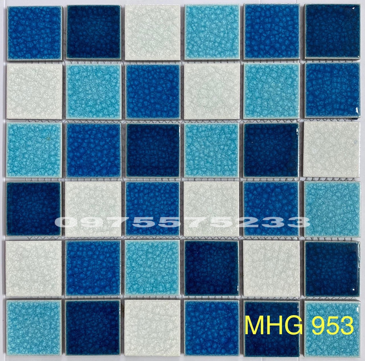 Gạch mosaic xanh gốm phủ men