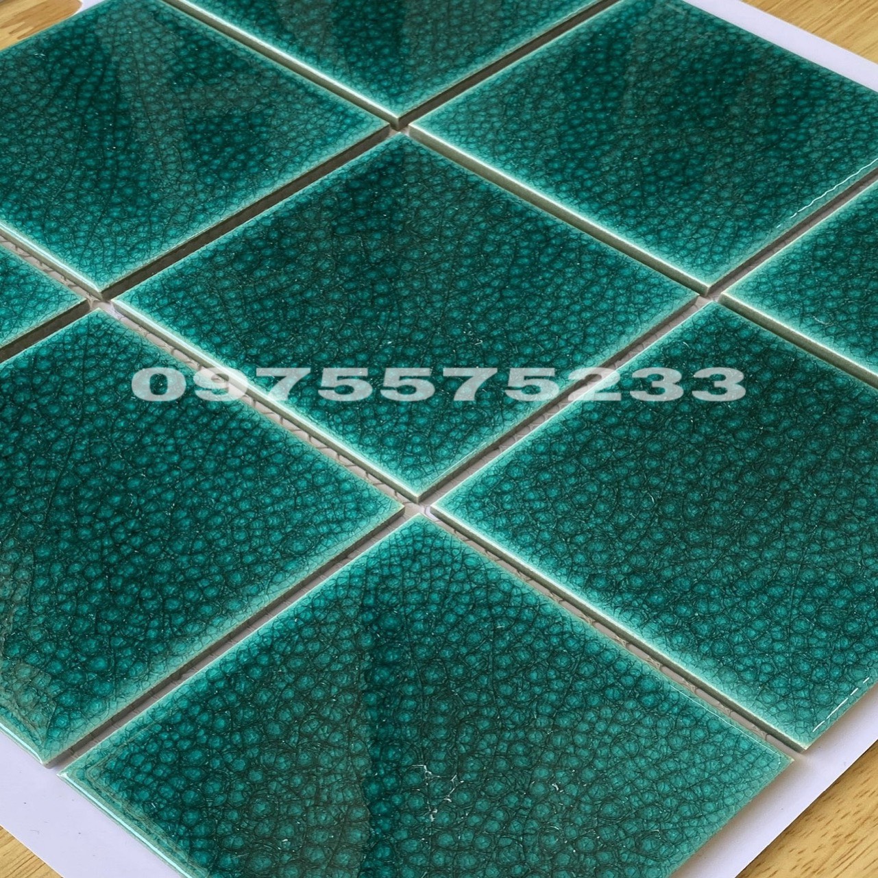 Gạch vỉ mosaic xanh men dạn