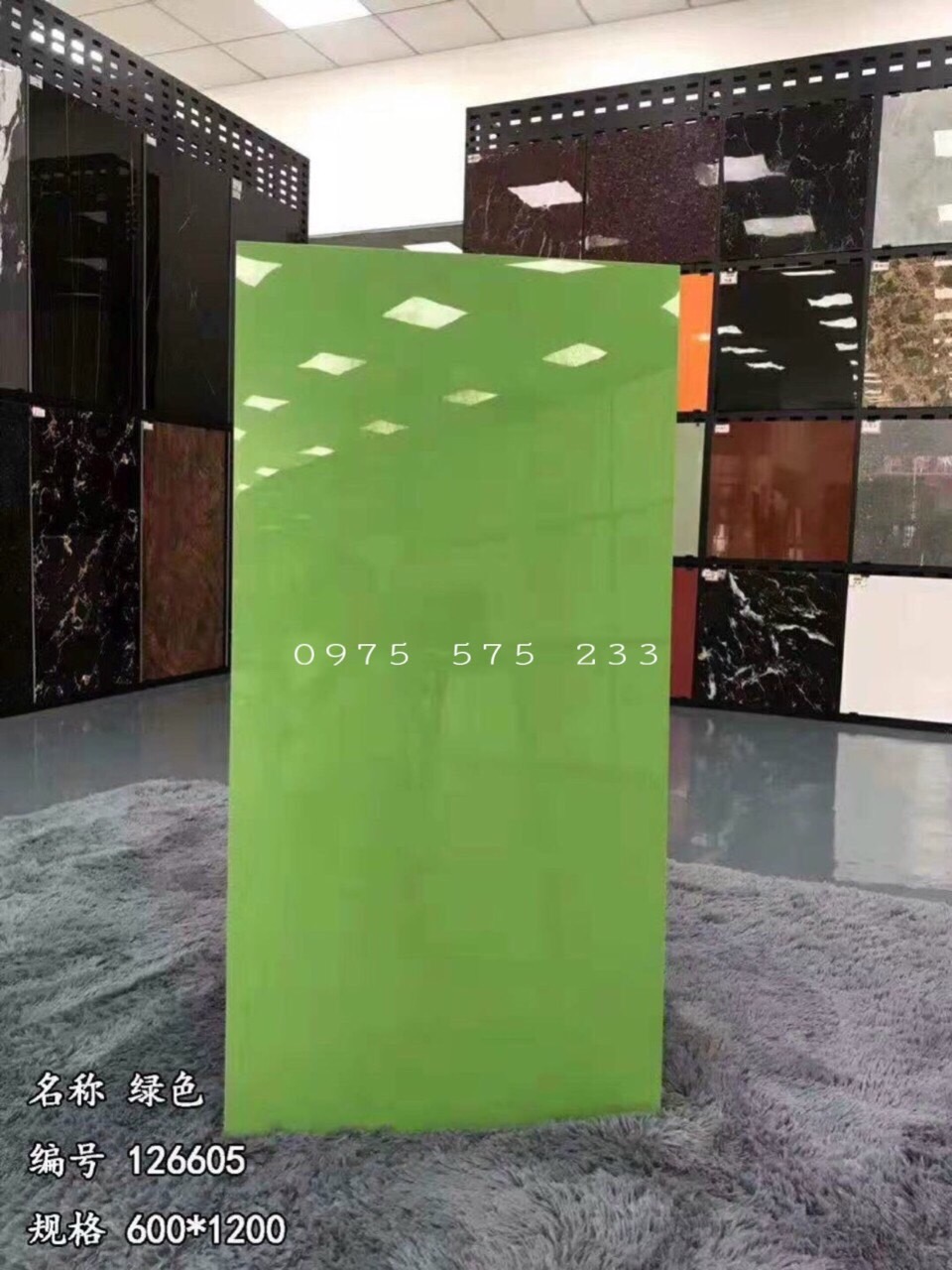 Gạch nhập khẩu 60x120 màu xanh lá siêu bóng kiếng cao cấp