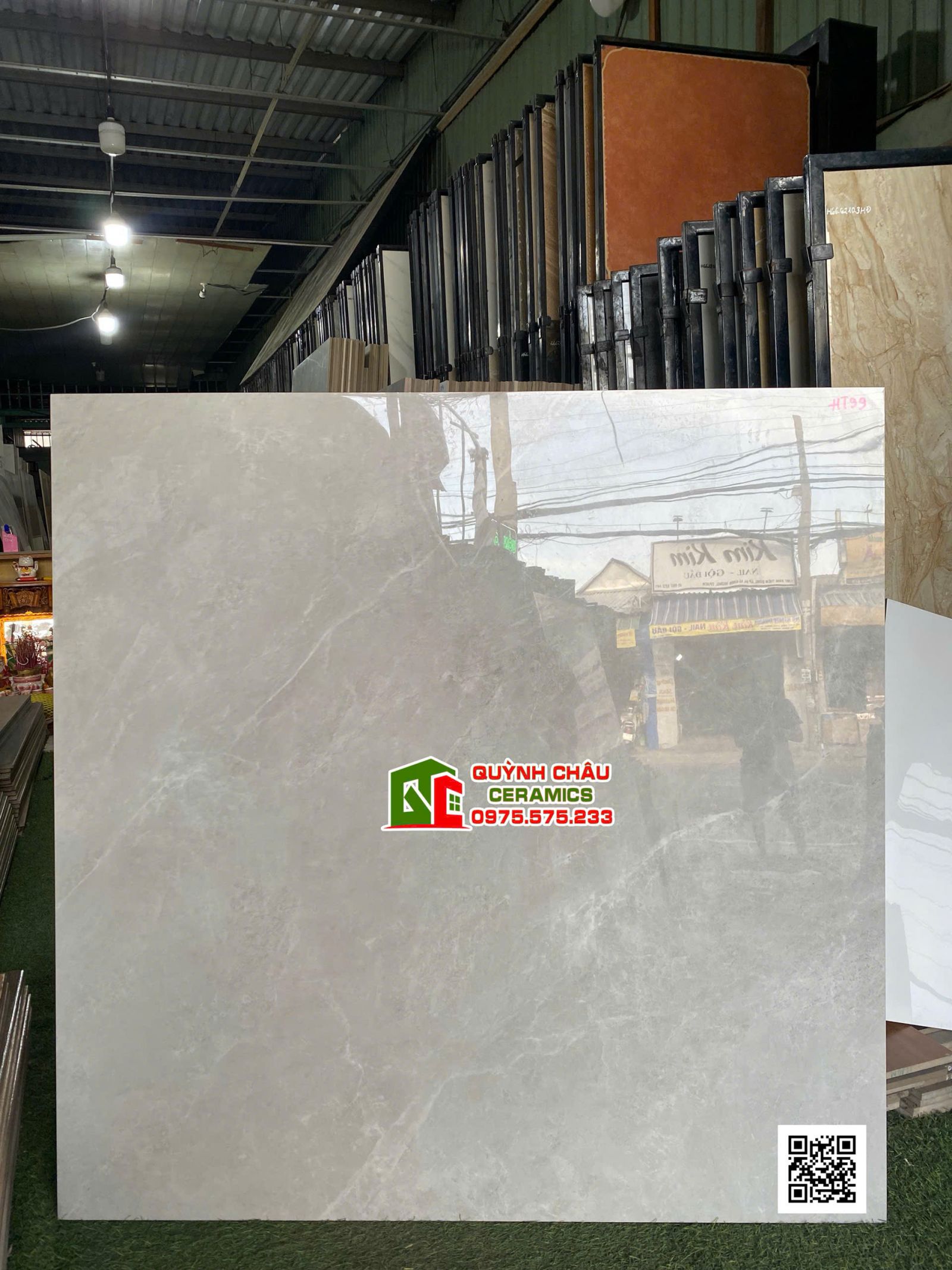 Gạch lát nền nhập khẩu ấn độ 1000x1000 vân đá xám bóng kiếng