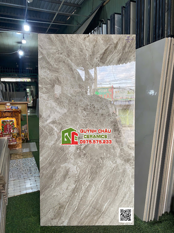 Gạch lát nền ấn độ 60x120 bóng kính nâu vân đá