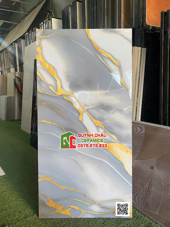 Gạch 60x120 xám nhũ vàng vân đá siêu bóng ấn độ