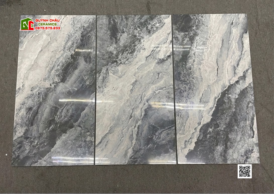 Gạch nhập khẩu malaysia 60x120 vân đá xám đen đậm bóng kiếng cao cấp