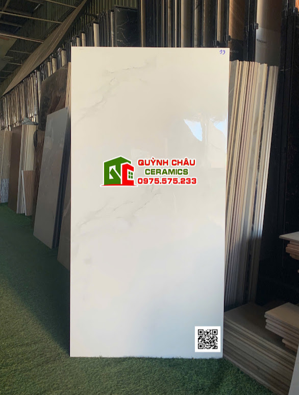 Gạch lát nền 60x120 bóng kính trắng vân xám ấn độ