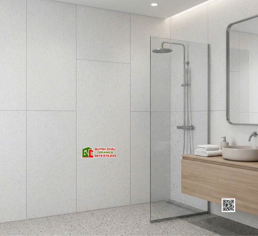Gạch kis terrazzo mờ sáng 60x120 ốp tường phòng tắm