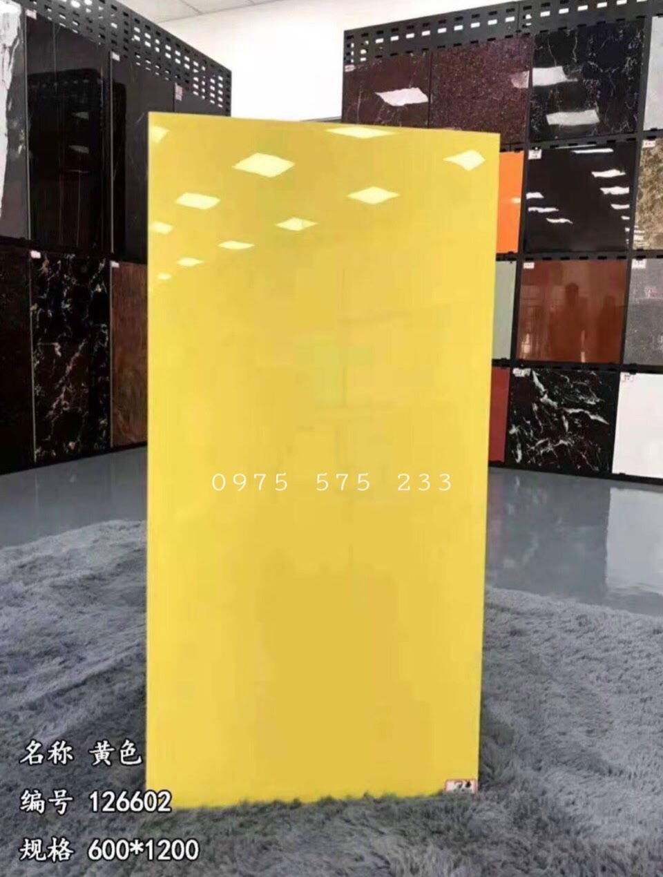 Gạch trung quốc 60x120 ốp lát màu vàng trơn siêu bóng đẹp