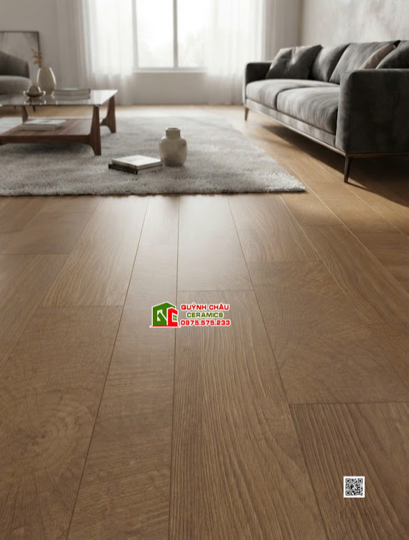 Gạch khổ lớn vân gỗ ghép đa kích thước 60x120 lát phòng khách