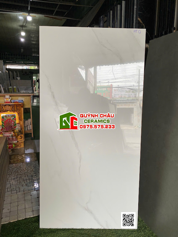 Gạch lát nền vitto 60x120 bóng kính trắng vân xám