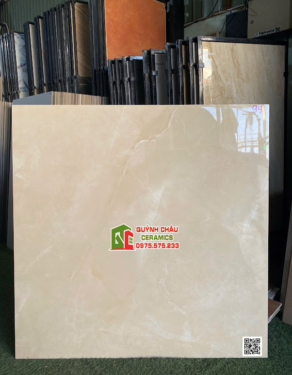 Gạch lát nền 1000x1000 đá ấn độ màu kem bóng kiếng