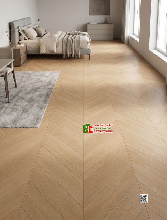 Gạch giả gỗ nhập khẩu vân xương cá lát nền phòng ngủ 60x120 cao cấp
